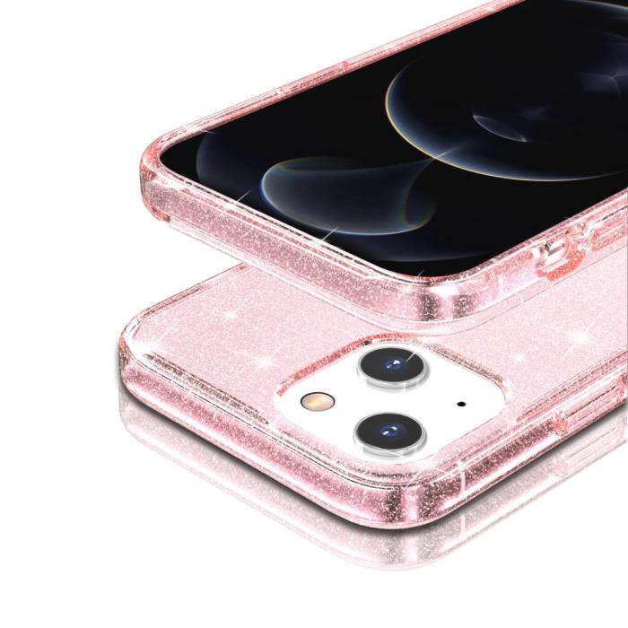 Bild 5,  iPhone 15 Skal Hybrid Glitter Rosa - Teknikhallen.se