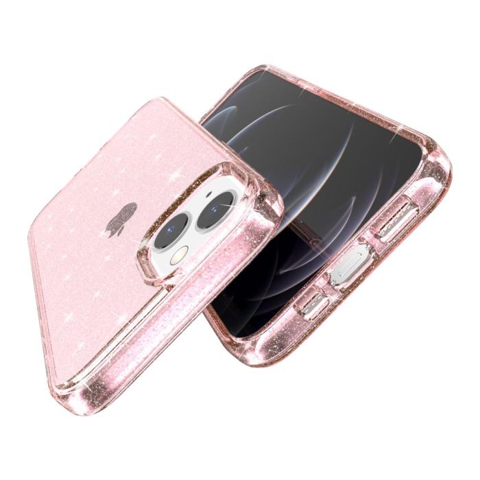 Bild 6,  iPhone 15 Skal Hybrid Glitter Rosa - Teknikhallen.se