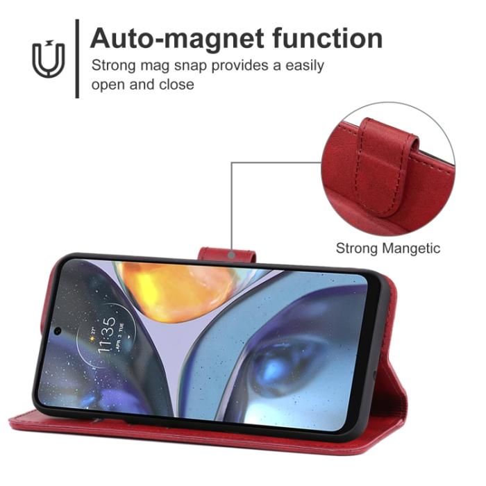 Bild 4,  Motorola Moto G22 Fodral Läder Röd - Teknikhallen.se