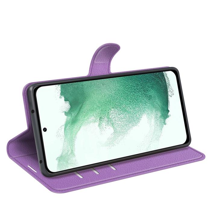 Bild 3,  Samsung Galaxy S23 Plus Fodral Litchi Läder Lila - Teknikhallen.se