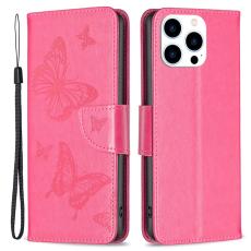  iPhone 16 Pro Fodral Med Tryckta Fj&auml;rilar Rosa - Teknikhallen.se