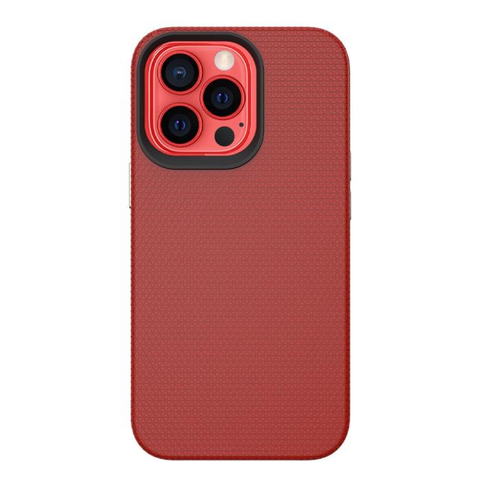 Bild 2,  iPhone 13 Pro Skal Hybrid Triangle Textur Röd - Teknikhallen.se