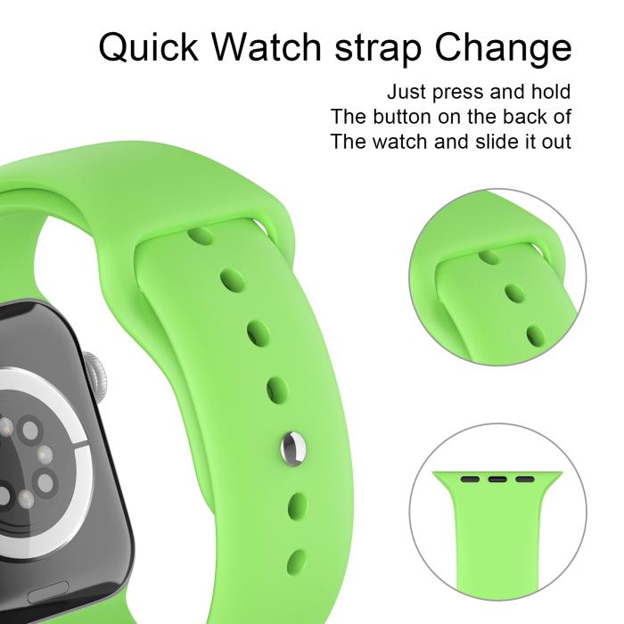 Bild 4, ColorPop Apple Watch 38/40/41/42 mm Silikon Armband (M/L) Grön - Teknikhallen.se