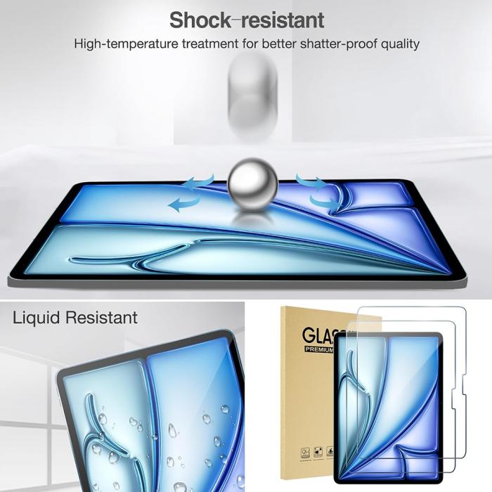Bild 4,  iPad Air 13 2026-2024 2-PACK Skärmskydd Härdat Glas - Teknikhallen.se