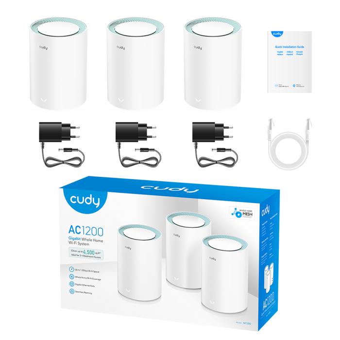 Bild 3, Cudy Cudy Mesh Solution M1300 3-pack AC1200 Gigabit Vit - Teknikhallen.se
