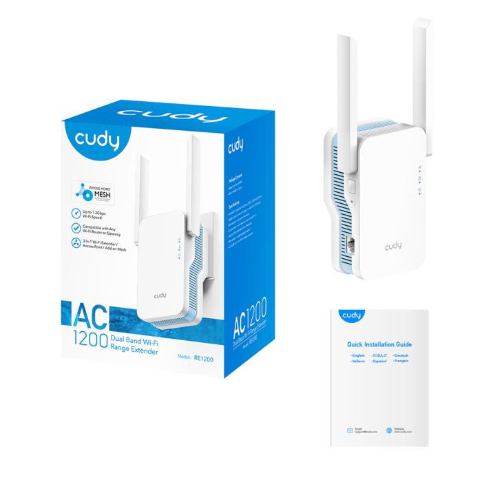 Bild 5, Cudy Cudy Wi-Fi Repeater RE1200 AC1200 Mesh Vit - Teknikhallen.se