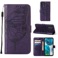  Motorola Moto G52/G82 Fodral Tryckt Fj&auml;ril M&ouml;rk Lila - Teknikhallen.se