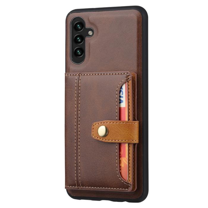 Bild 6,  Samsung Galaxy A05s 4G Läder Skal Med Kortfack Brun - Teknikhallen.se