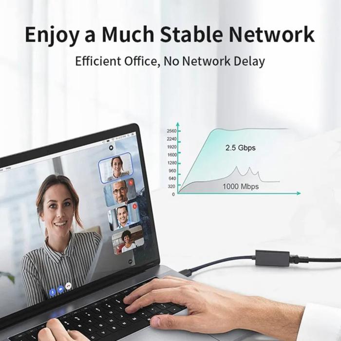 Bild 5, MINDPURE MINDPURE USB-C - RJ45 Nätverksadapter Svart - Teknikhallen.se