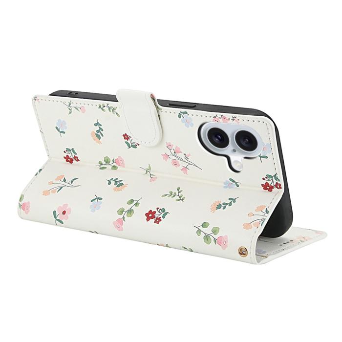 Bild 3,  iPhone 17 Fodral Rhombus Läder Blommor Vit - Teknikhallen.se