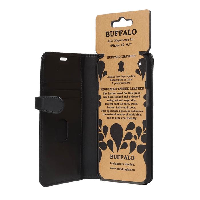Bild 4, Buffalo Buffalo iPhone 12 Pro Max Fodral 2in1 Äkta Läder Svart - Teknikhallen.se