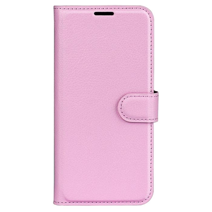 Bild 5,  iPhone 16 Pro Max Fodral Litchi Läder Textur Ljus Rosa - Teknikhallen.se