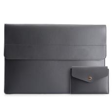  Laptop Sleeve 2-Set PU-L&auml;der V&auml;ska 13.3" M&ouml;rk Gr&aring; - Teknikhallen.se