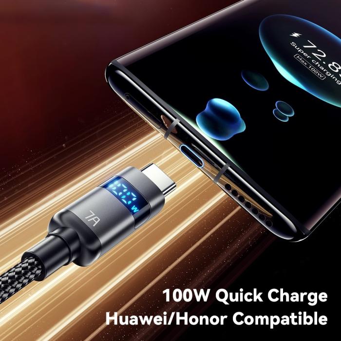 Bild 4, ESSAGER ESSAGER 1 m 100W 7A USB-C Laddningskabel Svart - Teknikhallen.se