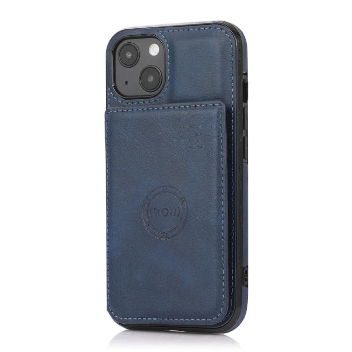 Bild 2,  iPhone 14 Läder Skal Med Kortfack Och Magnet Blå - Teknikhallen.se