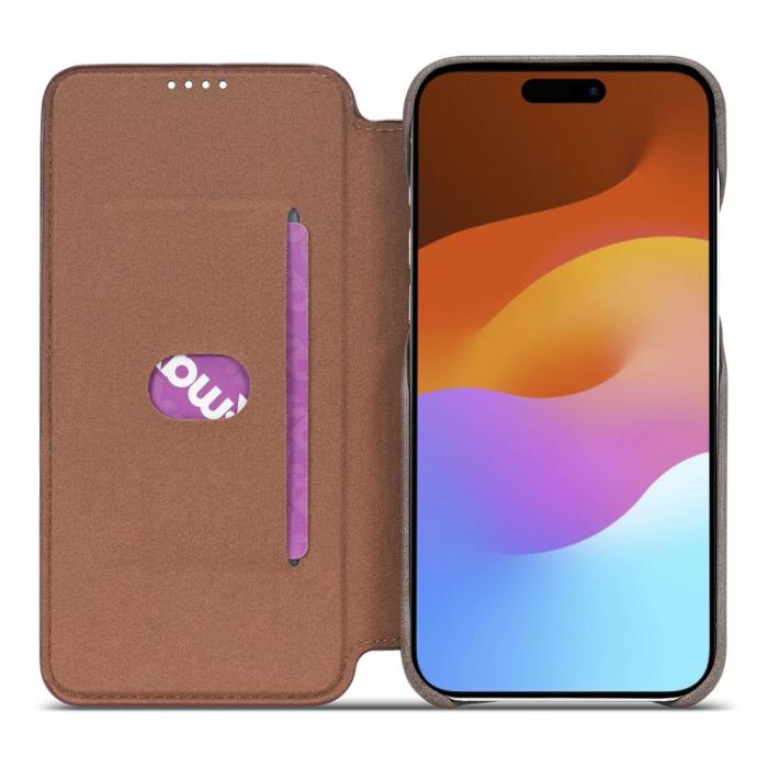 Bild 2, LC.IMEEKE LC.IMEEKE iPhone 15 Plus Fodral Slim Flip Brun - Teknikhallen.se