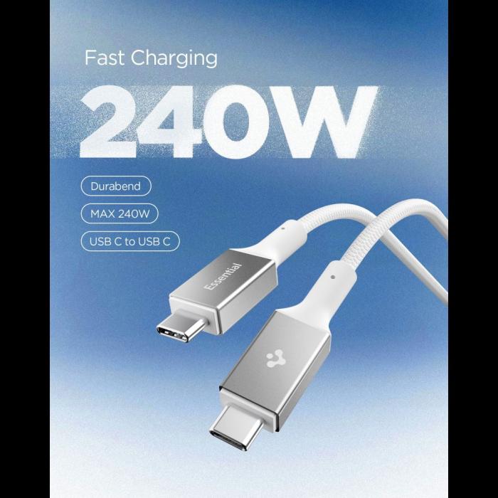 Bild 3, Spigen Spigen 1.5m 240W USB-C - USB-C Kabel Vit - Teknikhallen.se