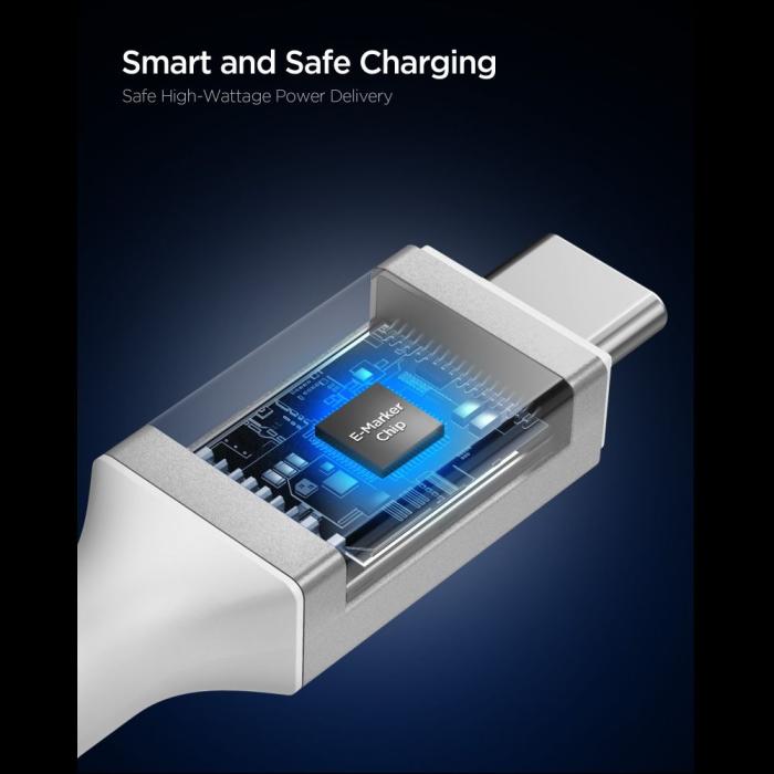 Bild 4, Spigen Spigen 1.5m 240W USB-C - USB-C Kabel Vit - Teknikhallen.se