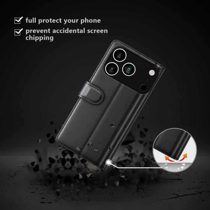 Bild 6,  iPhone 17 Pro Max Fodral Premium Äkta Läder Svart - Teknikhallen.se