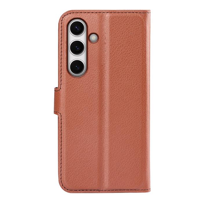 Bild 6,  Samsung Galaxy S24 FE Fodral Litchi Läder Textur Brun - Teknikhallen.se
