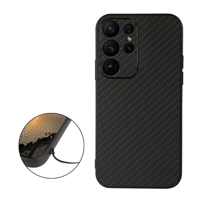 Bild 2,  Samsung Galaxy S23 Ultra Skal Kolfiber Textur Svart - Teknikhallen.se