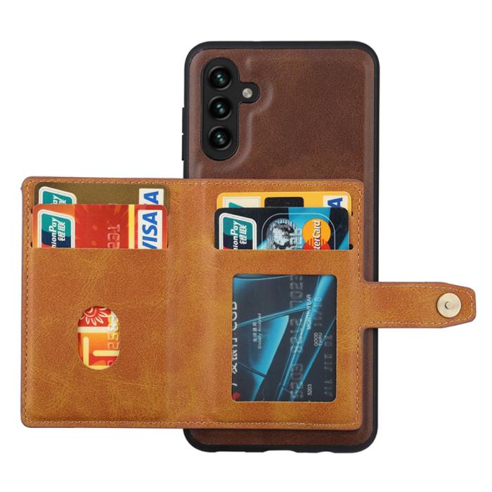 Bild 2,  Samsung Galaxy A05s 4G Läder Skal Med Kortfack Svart - Teknikhallen.se