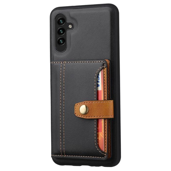 Bild 6,  Samsung Galaxy A05s 4G Läder Skal Med Kortfack Svart - Teknikhallen.se