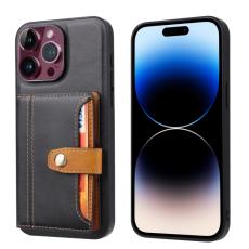  iPhone 15 Pro Skal L&auml;der Med Pl&aring;nboksfunktion Svart - Teknikhallen.se