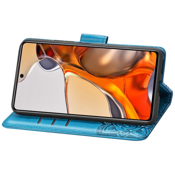 Bild 5,  Xiaomi 11T / 11T Pro Fodral Läder Butterfly Blå - Teknikhallen.se