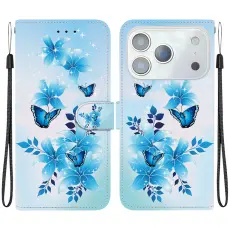  iPhone 17 Pro Fodral Med Tryck Bl&aring; Blommor - Teknikhallen.se