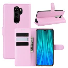  Xiaomi Redmi Note 8 Pro - Litchi Plånboksfodral - Ljus Rosa - Teknikhallen.se