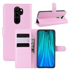  Xiaomi Redmi Note 8 Pro - Litchi Pl&aring;nboksfodral - Ljus Rosa - Teknikhallen.se