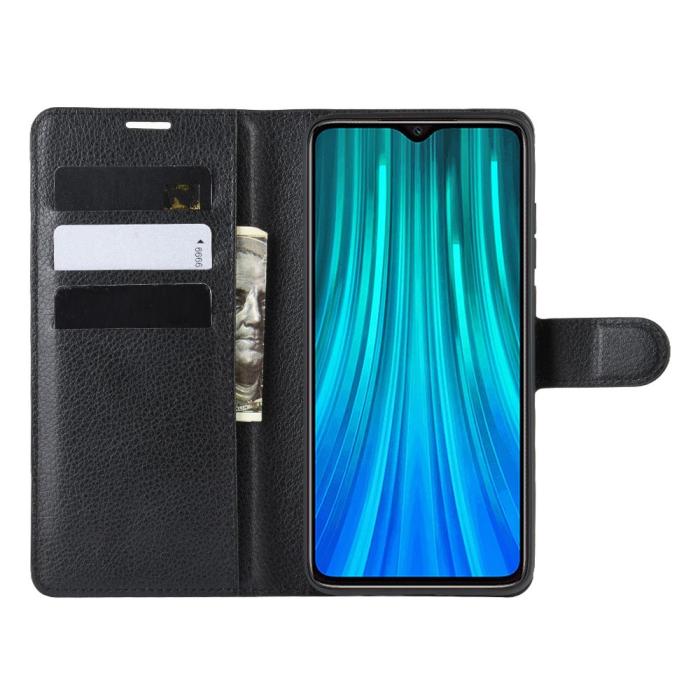 Bild 5,  Xiaomi Redmi Note 8 Pro - Litchi Plånboksfodral - Svart - Teknikhallen.se