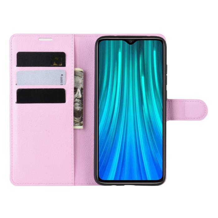 Bild 4,  Xiaomi Redmi Note 8 Pro - Litchi Plånboksfodral - Ljus Rosa - Teknikhallen.se