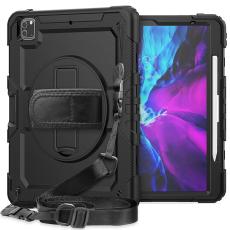  iPad Pro 12.9 Skal 360&deg; Rotation Shockproof Med Rem Svart - Teknikhallen.se