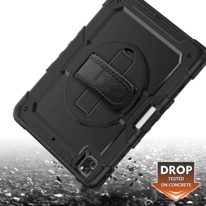Bild 2,  iPad Pro 12.9 Skal 360° Rotation Shockproof Med Rem Svart - Teknikhallen.se