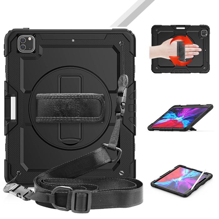 Bild 3,  iPad Pro 12.9 Skal 360° Rotation Shockproof Med Rem Svart - Teknikhallen.se