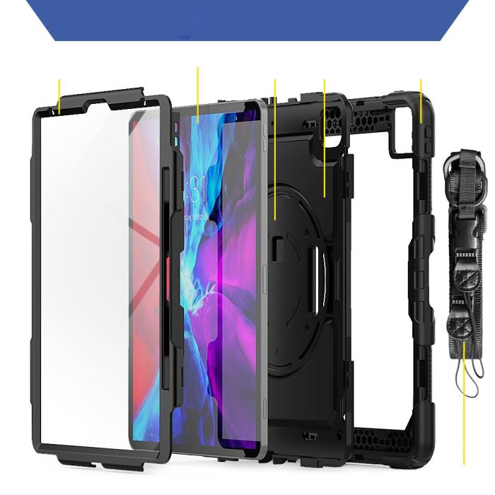 Bild 4,  iPad Pro 12.9 Skal 360° Rotation Shockproof Med Rem Svart - Teknikhallen.se