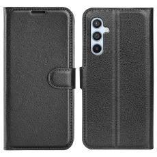 Samsung Galaxy A54 5G Fodral Litchi L&auml;der Svart - Teknikhallen.se