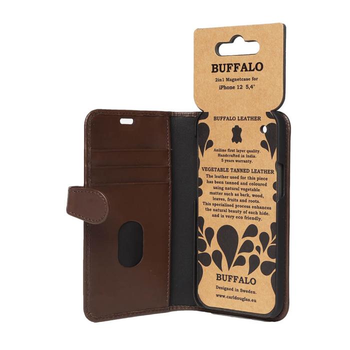 Bild 5, Buffalo Buffalo iPhone 12 Mini Fodral 2in1 Äkta Läder Brun - Teknikhallen.se