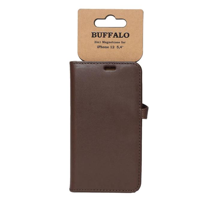 Bild 2, Buffalo Buffalo iPhone 12 Mini Fodral 2in1 Äkta Läder Brun - Teknikhallen.se