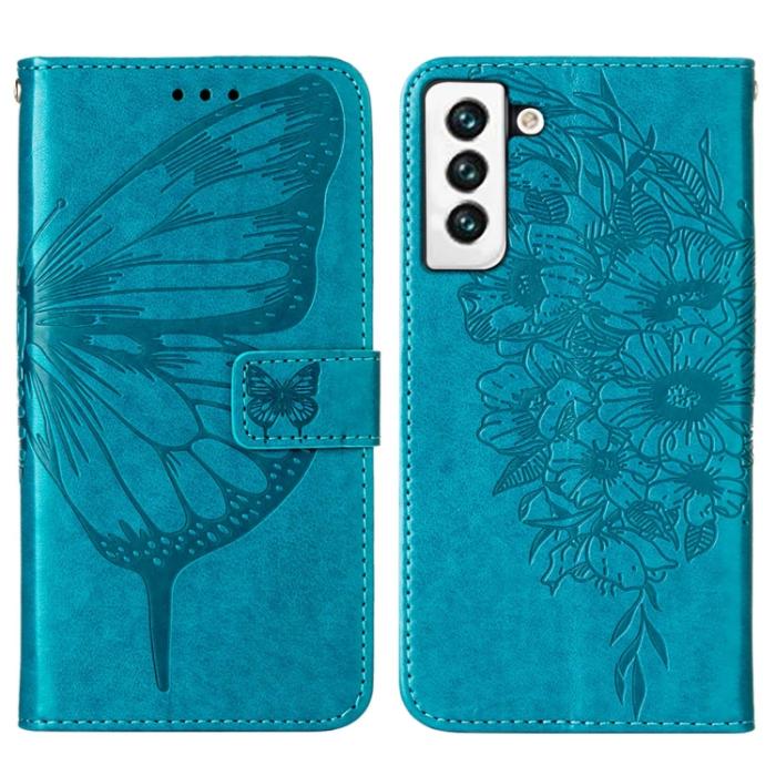Bild 2,  Samsung Galaxy S22 Fodral Butterfly Läder Blå - Teknikhallen.se