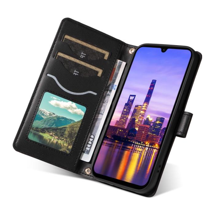 Bild 5,  Samsung Galaxy A16 / A26 5G Fodral Rhombus Läder Svart - Teknikhallen.se