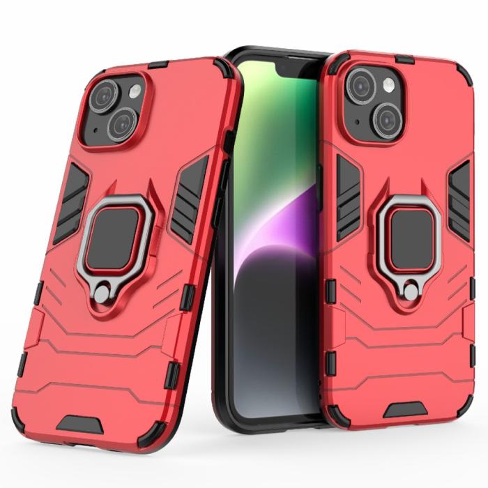 Bild 2,  iPhone 15 Skal Hybrid Armor Ring Röd - Teknikhallen.se