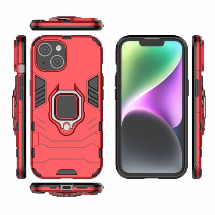 Bild 5,  iPhone 15 Skal Hybrid Armor Ring Röd - Teknikhallen.se