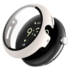  Google Pixel Watch / Watch 2 Skal Med H&auml;rdat Glas Vit - Teknikhallen.se
