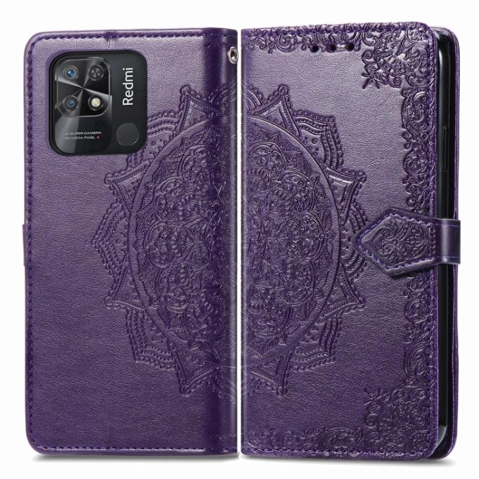 Bild 2,  Xiaomi Redmi 10C Fodral Mandala Läder Lila - Teknikhallen.se
