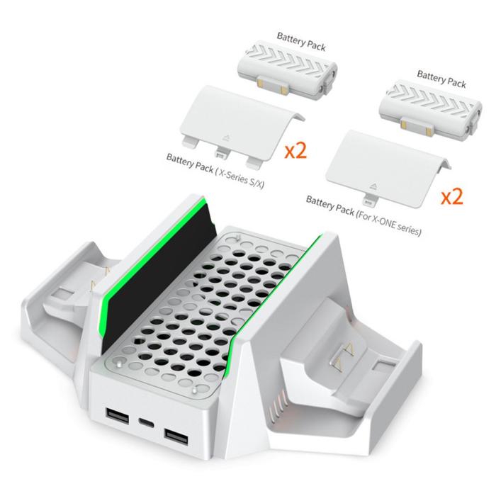 Bild 5, DOBE DOBE Xbox S/X Laddningsställ Med Laddare, Kylkning Och Batteripaket - Teknikhallen.se