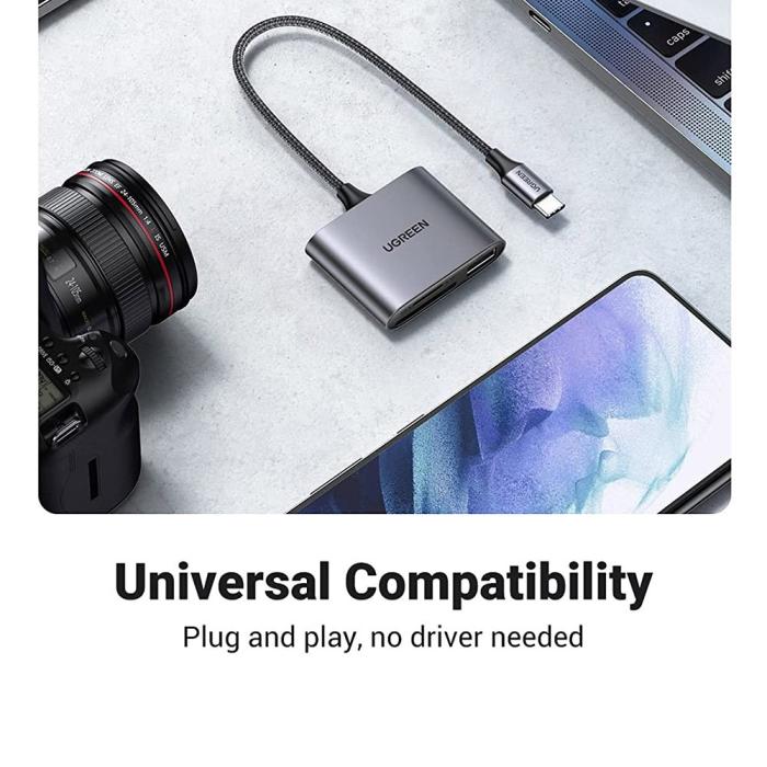 Bild 2, UGREEN UGREEN 3in1 USB-C Till Minneskortläsare / USB 2.0 Adapter - Teknikhallen.se