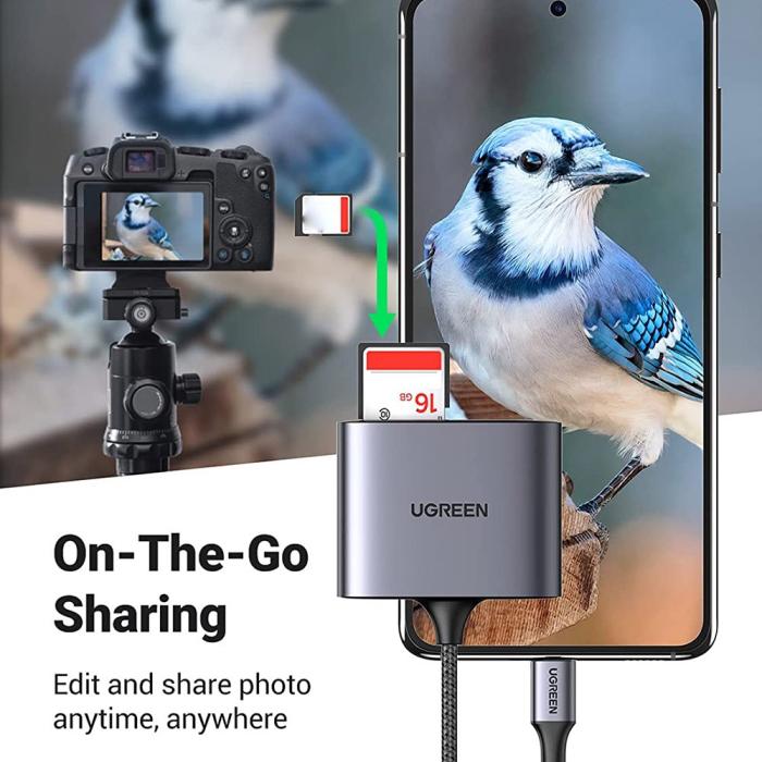 Bild 5, UGREEN UGREEN 3in1 USB-C Till Minneskortläsare / USB 2.0 Adapter - Teknikhallen.se
